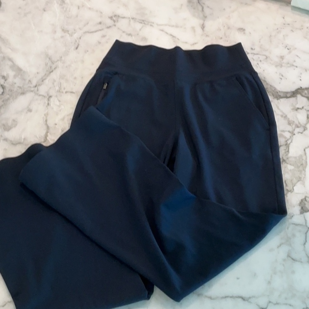 Athleta navy blue Venice wide leg pant with side slit